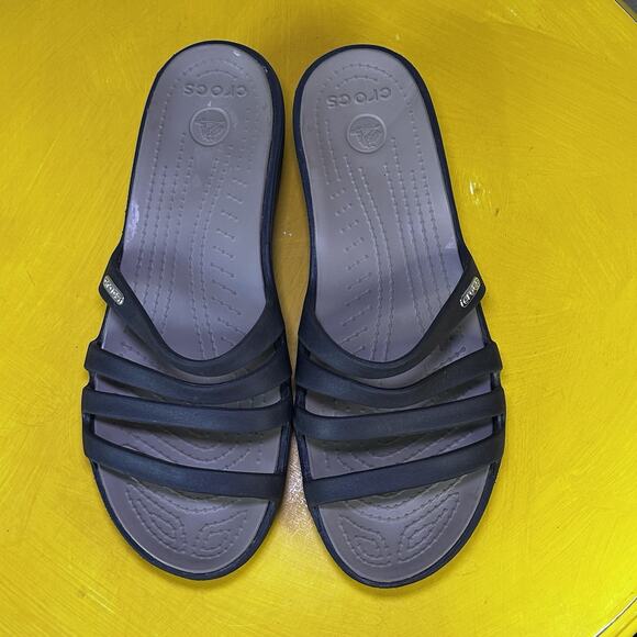 Crocs Rhonda Women’s Size 9M Brown Slides Wedge Heel Sandal Comfort - Picture 6 of 16